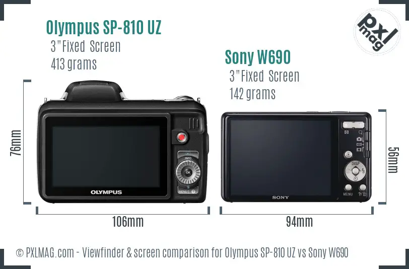 Olympus SP-810 UZ vs Sony W690 Screen and Viewfinder comparison Olympus SP-810 UZ vs Sony W690 Screen and Viewfinder comparison