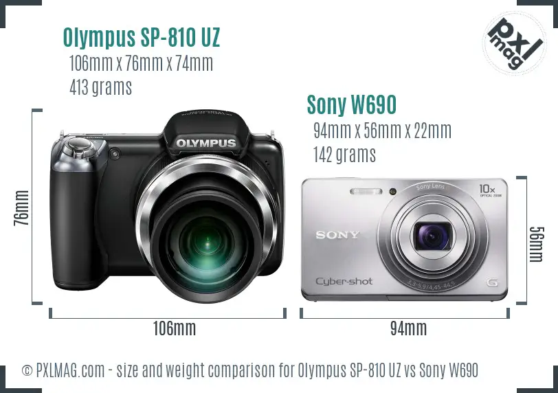 Olympus SP-810 UZ vs Sony W690 size comparison Olympus SP-810 UZ vs Sony W690 size comparison