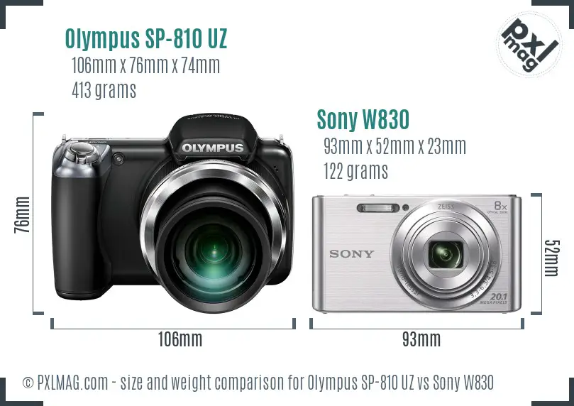 Olympus SP-810 UZ vs Sony W830 size comparison Olympus SP-810 UZ vs Sony W830 size comparison