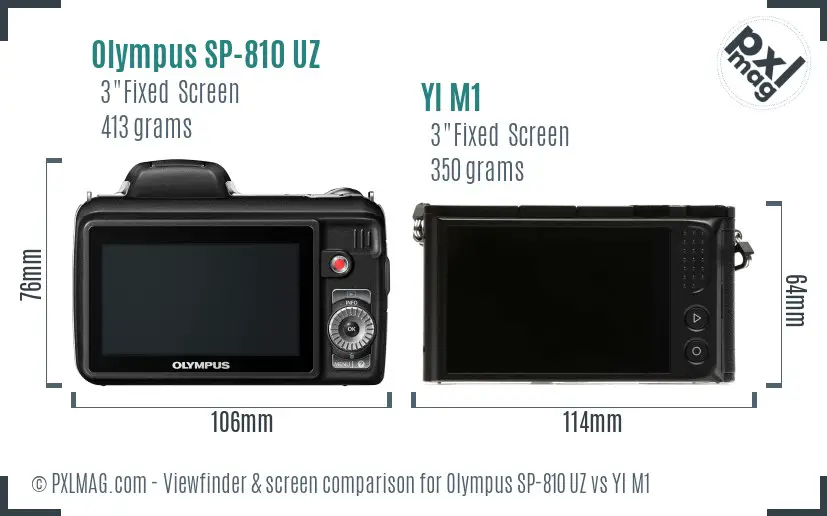 Olympus SP-810 UZ vs YI M1 Screen and Viewfinder comparison