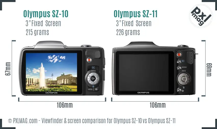 Olympus SZ-10 vs Olympus SZ-11 Screen and Viewfinder comparison