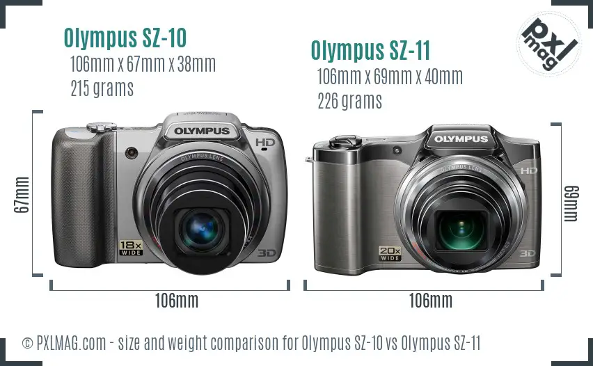 Olympus SZ-10 vs Olympus SZ-11 size comparison