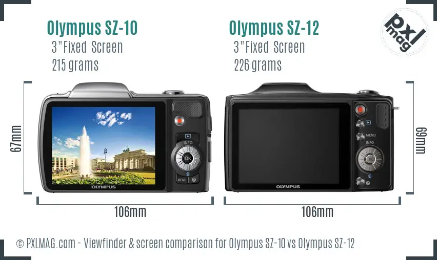 Olympus SZ-10 vs Olympus SZ-12 Screen and Viewfinder comparison
