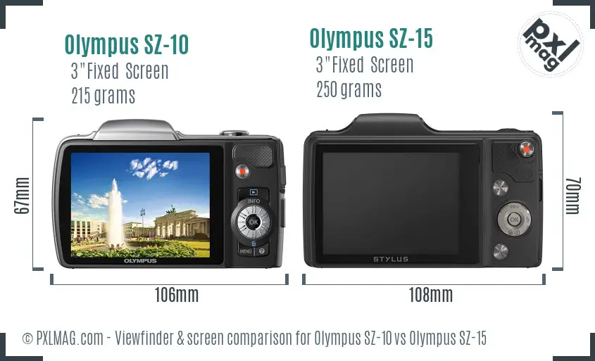 Olympus SZ-10 vs Olympus SZ-15 Screen and Viewfinder comparison