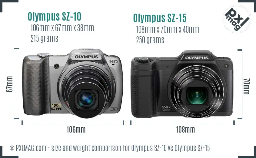 Olympus SZ-10 vs Olympus SZ-15 size comparison