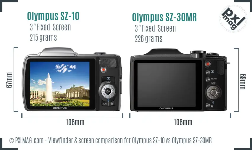 Olympus SZ-10 vs Olympus SZ-30MR Screen and Viewfinder comparison