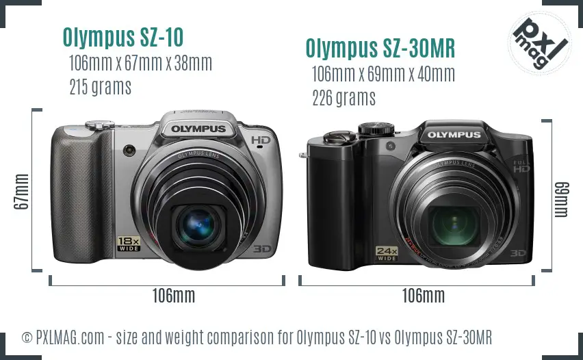 Olympus SZ-10 vs Olympus SZ-30MR size comparison