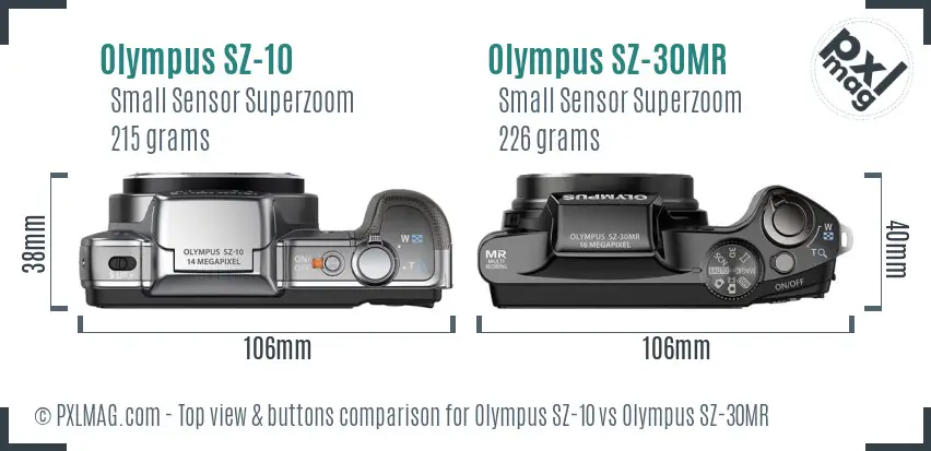 Olympus SZ-10 vs Olympus SZ-30MR top view buttons comparison