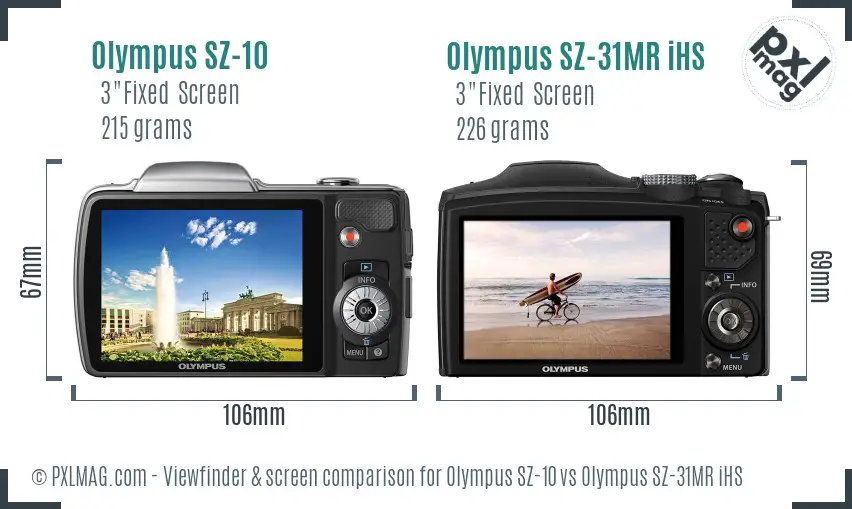 Olympus SZ-10 vs Olympus SZ-31MR iHS Screen and Viewfinder comparison