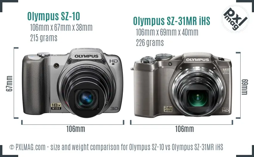 Olympus SZ-10 vs Olympus SZ-31MR iHS size comparison