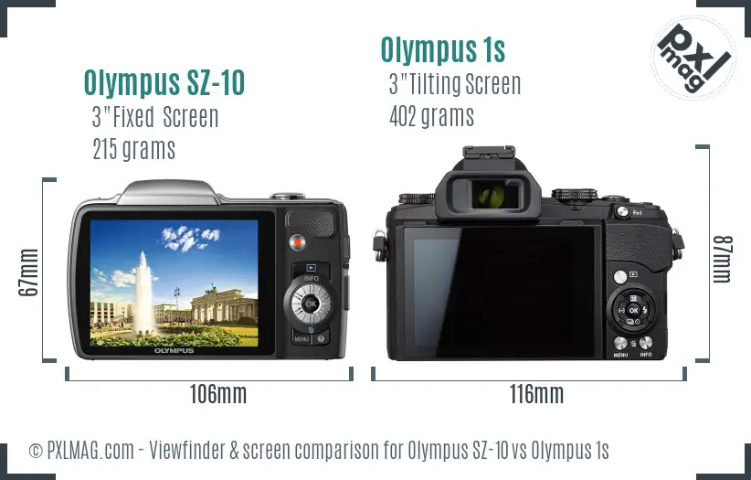 Olympus SZ-10 vs Olympus 1s Screen and Viewfinder comparison