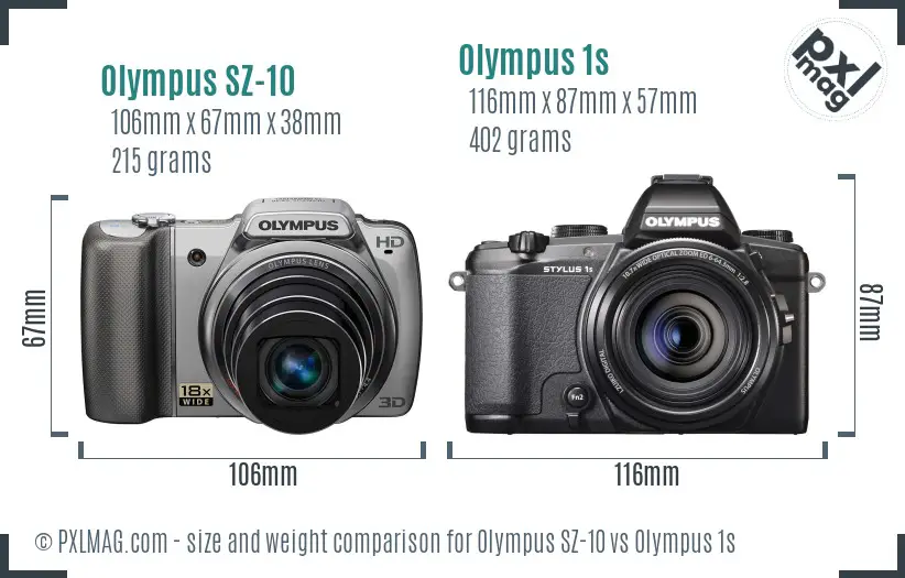 Olympus SZ-10 vs Olympus 1s size comparison
