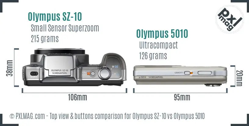Olympus SZ-10 vs Olympus 5010 top view buttons comparison