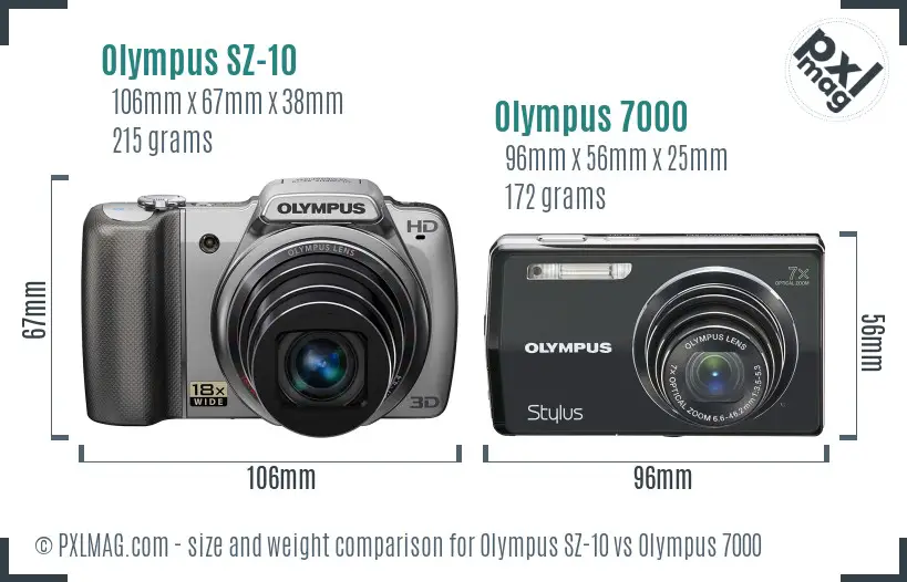 Olympus SZ-10 vs Olympus 7000 size comparison