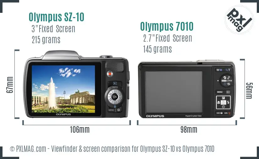Olympus SZ-10 vs Olympus 7010 Screen and Viewfinder comparison