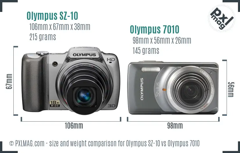 Olympus SZ-10 vs Olympus 7010 size comparison