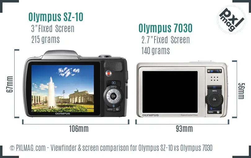Olympus SZ-10 vs Olympus 7030 Screen and Viewfinder comparison
