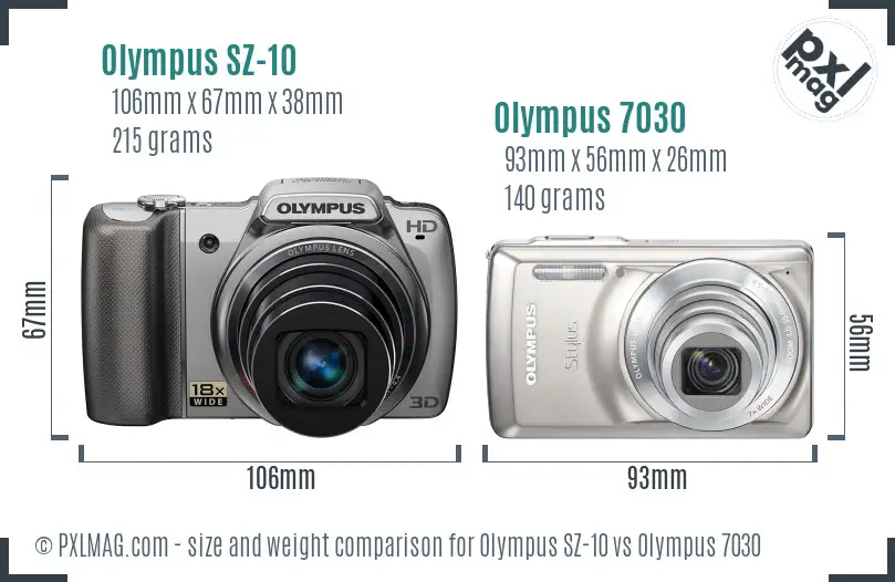 Olympus SZ-10 vs Olympus 7030 size comparison