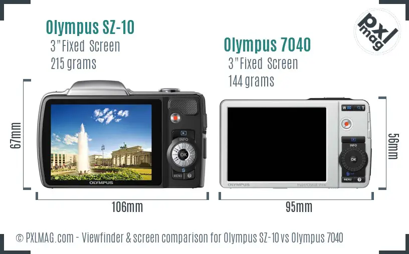 Olympus SZ-10 vs Olympus 7040 Screen and Viewfinder comparison