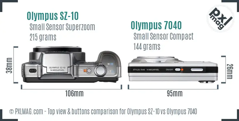 Olympus SZ-10 vs Olympus 7040 top view buttons comparison