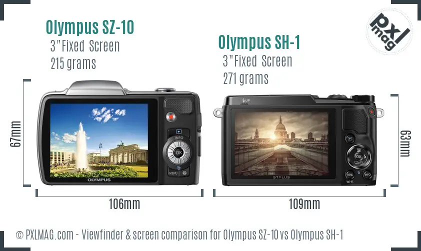 Olympus SZ-10 vs Olympus SH-1 Screen and Viewfinder comparison