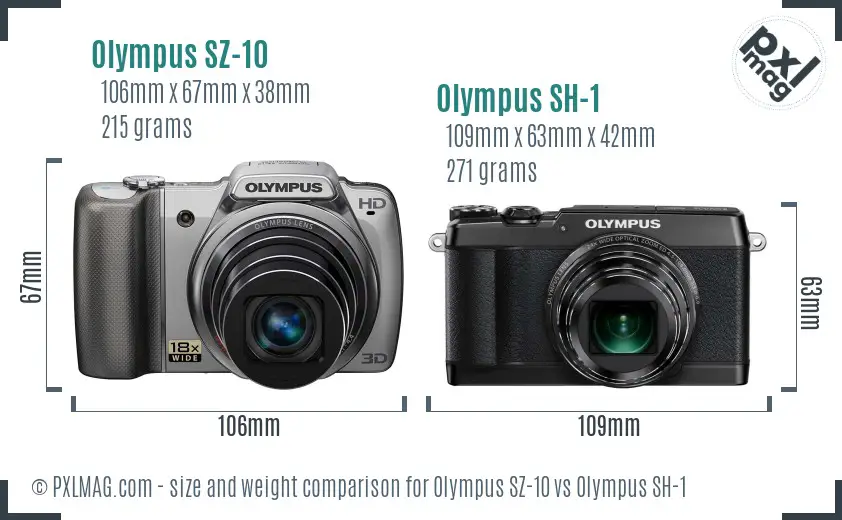 Olympus SZ-10 vs Olympus SH-1 size comparison