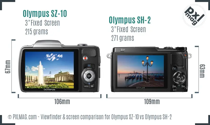 Olympus SZ-10 vs Olympus SH-2 Screen and Viewfinder comparison