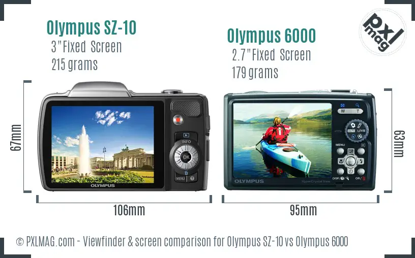 Olympus SZ-10 vs Olympus 6000 Screen and Viewfinder comparison