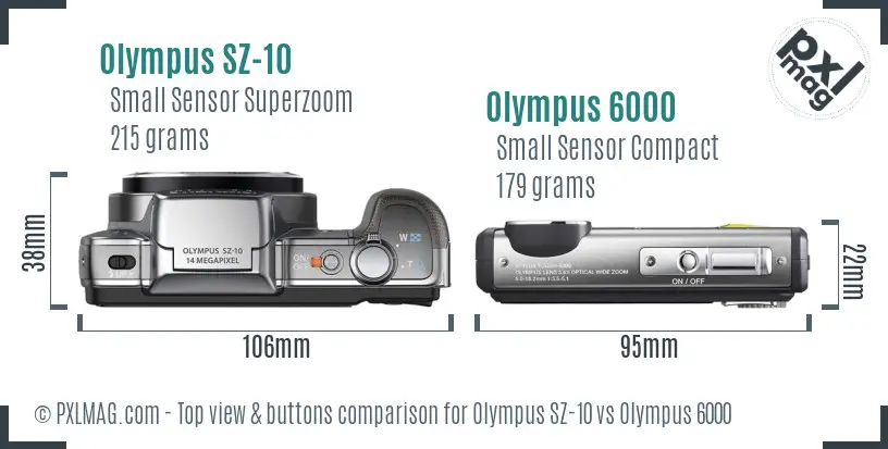 Olympus SZ-10 vs Olympus 6000 top view buttons comparison