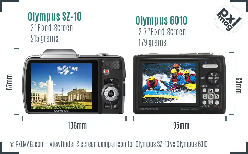 Olympus SZ-10 vs Olympus 6010 Screen and Viewfinder comparison