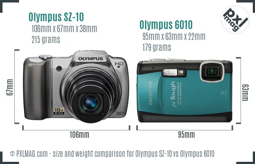Olympus SZ-10 vs Olympus 6010 size comparison