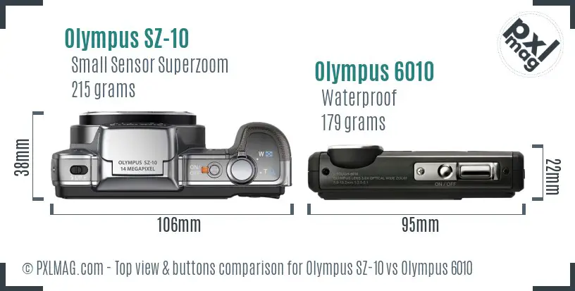 Olympus SZ-10 vs Olympus 6010 top view buttons comparison