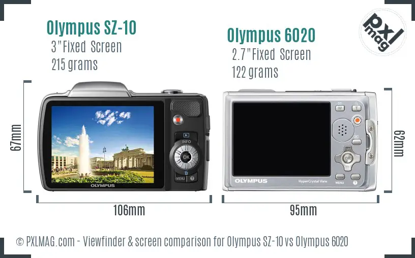 Olympus SZ-10 vs Olympus 6020 Screen and Viewfinder comparison