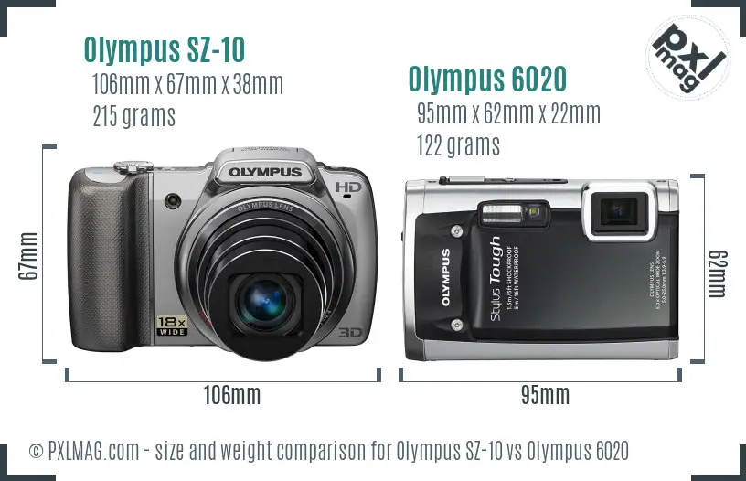 Olympus SZ-10 vs Olympus 6020 size comparison