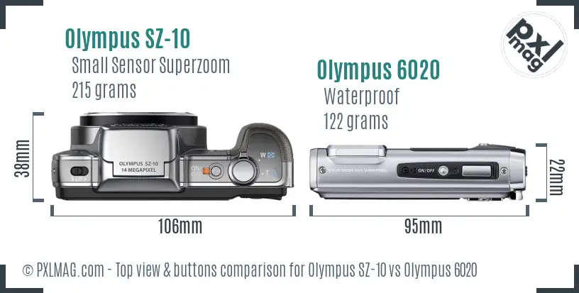 Olympus SZ-10 vs Olympus 6020 top view buttons comparison