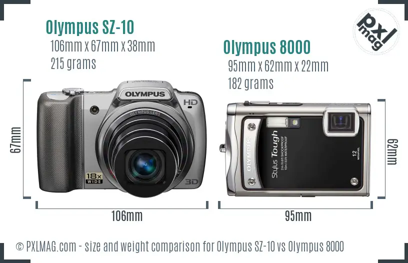 Olympus SZ-10 vs Olympus 8000 size comparison