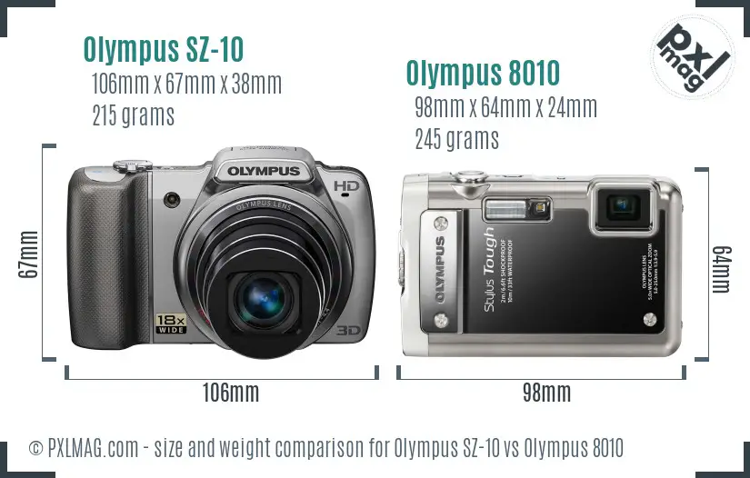 Olympus SZ-10 vs Olympus 8010 size comparison