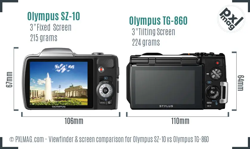 Olympus SZ-10 vs Olympus TG-860 Screen and Viewfinder comparison