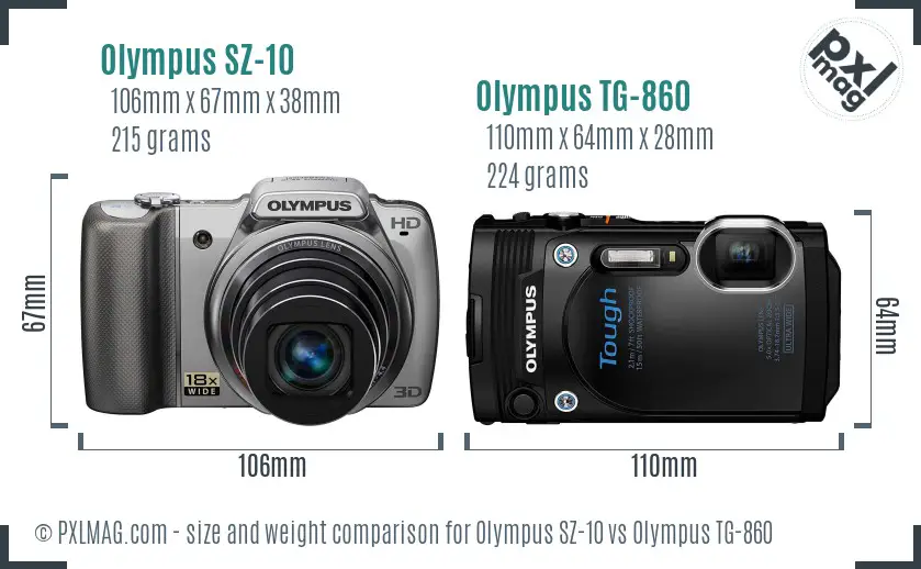 Olympus SZ-10 vs Olympus TG-860 size comparison