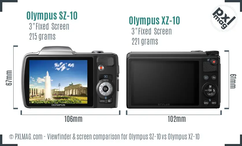 Olympus SZ-10 vs Olympus XZ-10 Screen and Viewfinder comparison