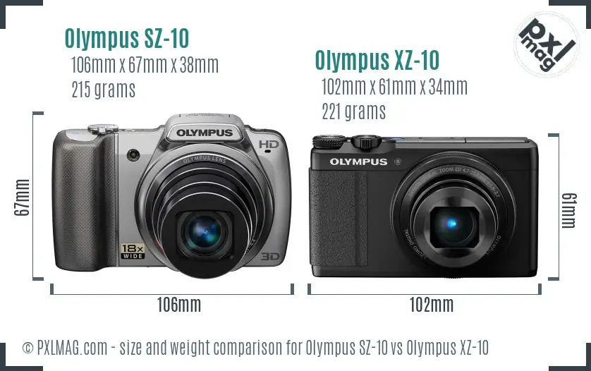 Olympus SZ-10 vs Olympus XZ-10 size comparison
