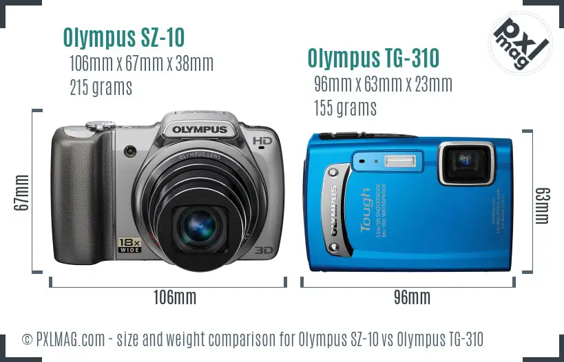 Olympus SZ-10 vs Olympus TG-310 size comparison