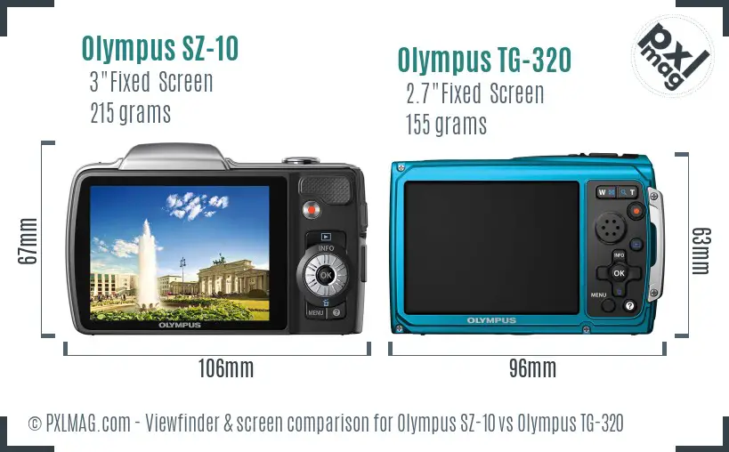 Olympus SZ-10 vs Olympus TG-320 Screen and Viewfinder comparison