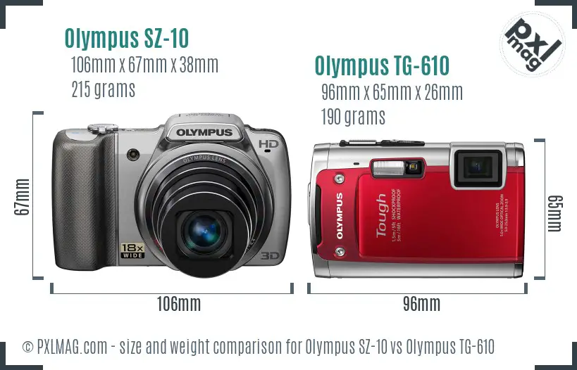 Olympus SZ-10 vs Olympus TG-610 size comparison