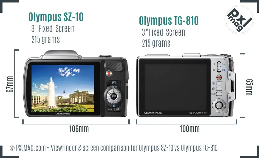 Olympus SZ-10 vs Olympus TG-810 Screen and Viewfinder comparison