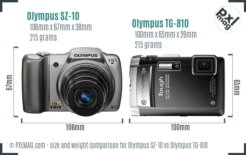 Olympus SZ-10 vs Olympus TG-810 size comparison