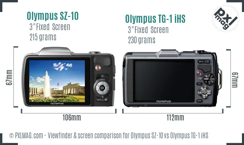 Olympus SZ-10 vs Olympus TG-1 iHS Screen and Viewfinder comparison