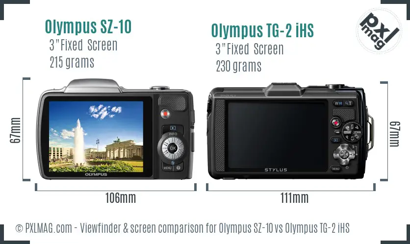 Olympus SZ-10 vs Olympus TG-2 iHS Screen and Viewfinder comparison