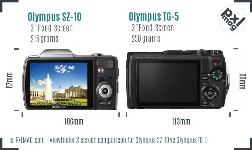 Olympus SZ-10 vs Olympus TG-5 Screen and Viewfinder comparison