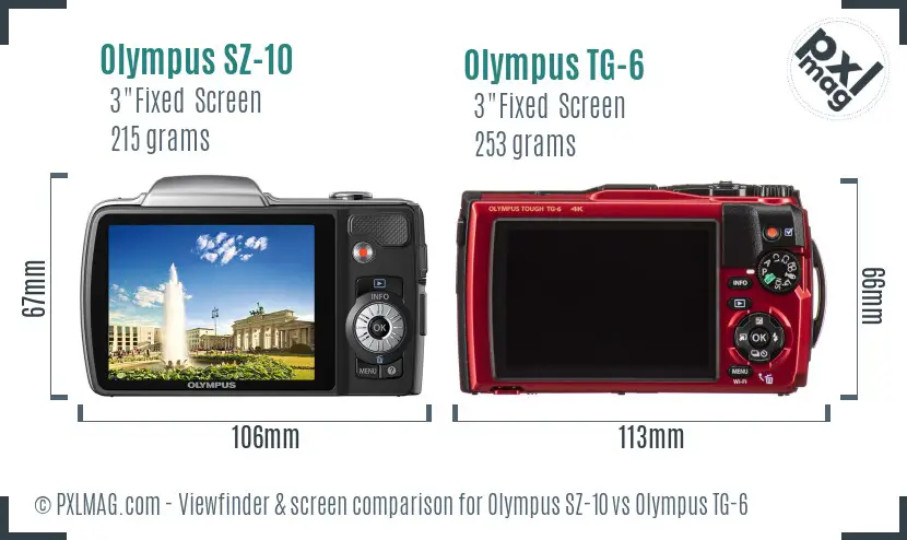 Olympus SZ-10 vs Olympus TG-6 Screen and Viewfinder comparison